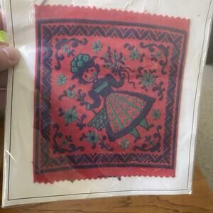 Creative Patches Europa Imports Vintage Woven Applique Folk Girl Red Green Blue